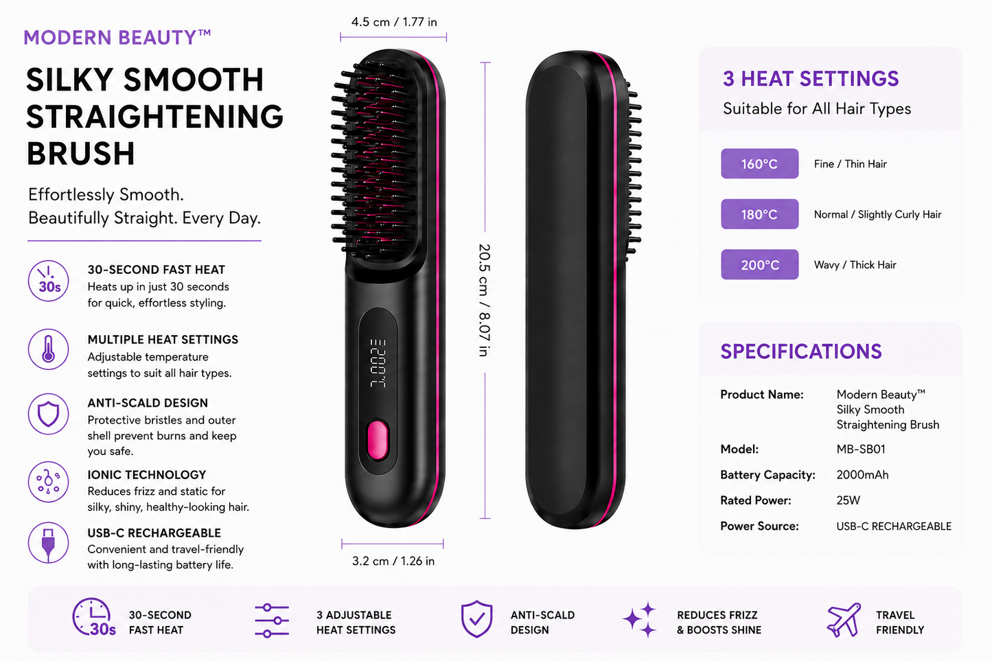 Modern Beauty™ Silky Smooth Straightening Brush